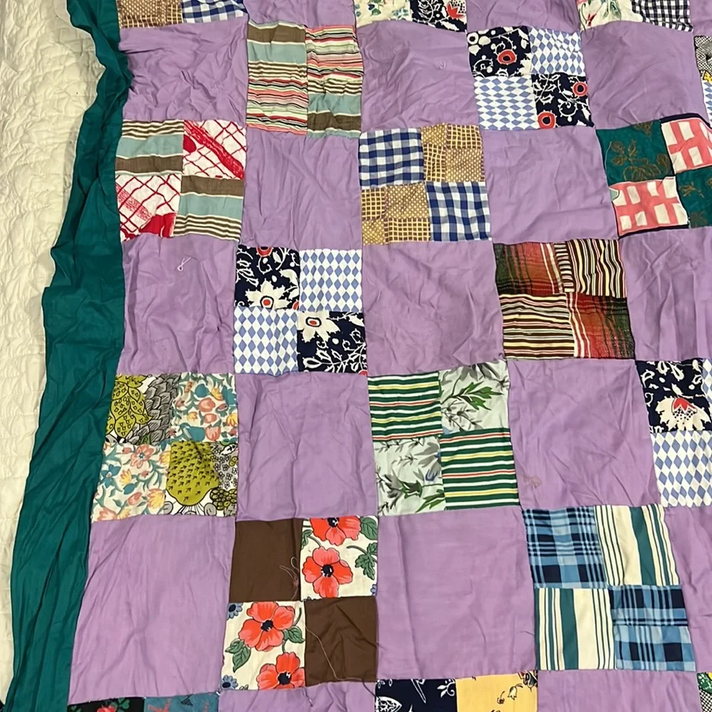 Handmade unfinished Quilt topper patchwork 42”  x 62”